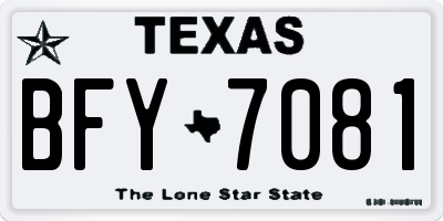 TX license plate BFY7081