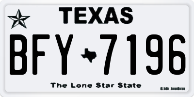 TX license plate BFY7196