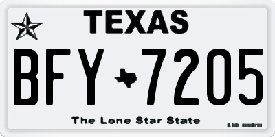 TX license plate BFY7205