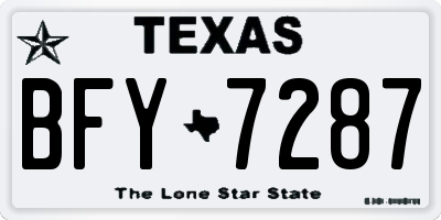 TX license plate BFY7287