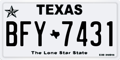 TX license plate BFY7431