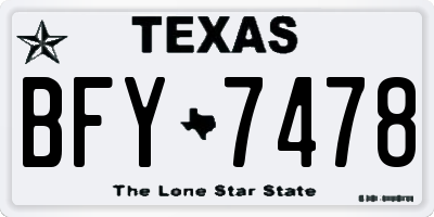 TX license plate BFY7478