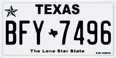 TX license plate BFY7496