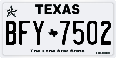 TX license plate BFY7502