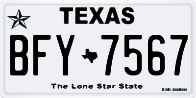 TX license plate BFY7567