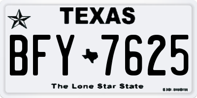 TX license plate BFY7625