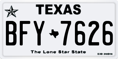 TX license plate BFY7626