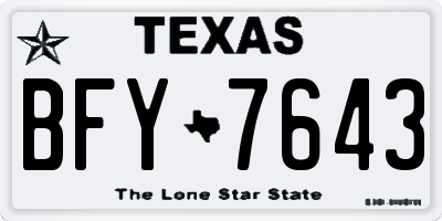 TX license plate BFY7643