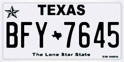 TX license plate BFY7645