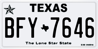 TX license plate BFY7646