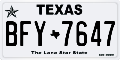 TX license plate BFY7647