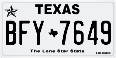 TX license plate BFY7649