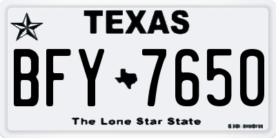 TX license plate BFY7650
