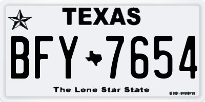 TX license plate BFY7654