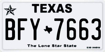TX license plate BFY7663