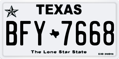TX license plate BFY7668