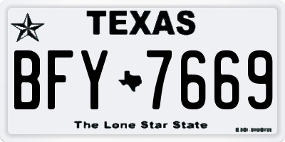 TX license plate BFY7669
