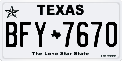 TX license plate BFY7670