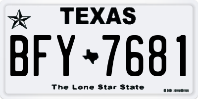 TX license plate BFY7681