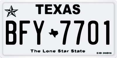 TX license plate BFY7701