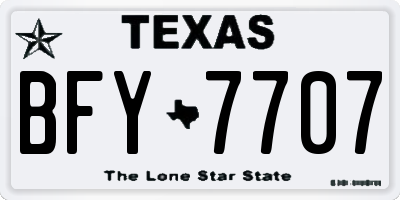 TX license plate BFY7707