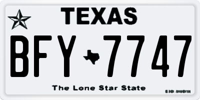 TX license plate BFY7747