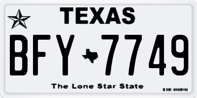 TX license plate BFY7749