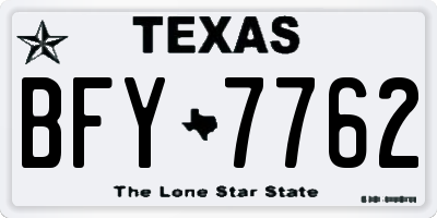 TX license plate BFY7762