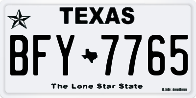 TX license plate BFY7765