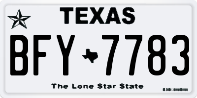 TX license plate BFY7783