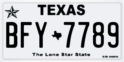 TX license plate BFY7789