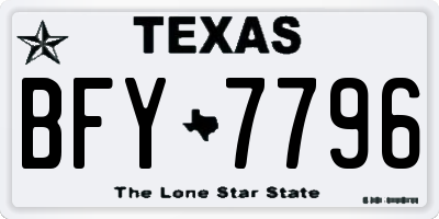 TX license plate BFY7796