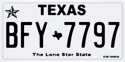 TX license plate BFY7797