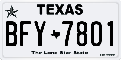 TX license plate BFY7801