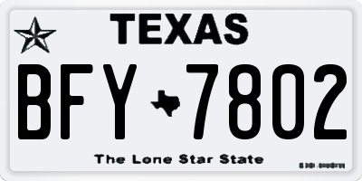 TX license plate BFY7802