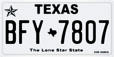 TX license plate BFY7807