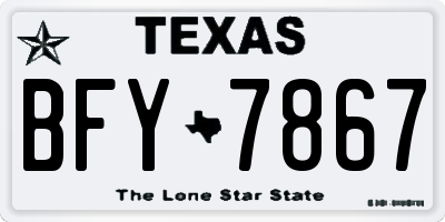 TX license plate BFY7867