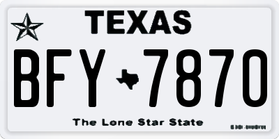 TX license plate BFY7870