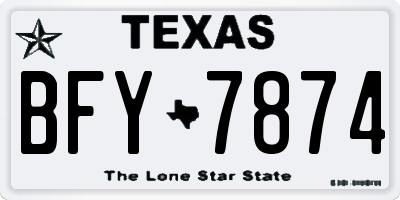 TX license plate BFY7874