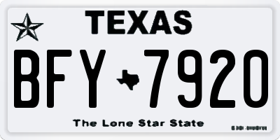 TX license plate BFY7920