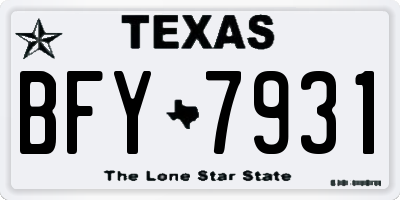 TX license plate BFY7931