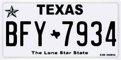 TX license plate BFY7934