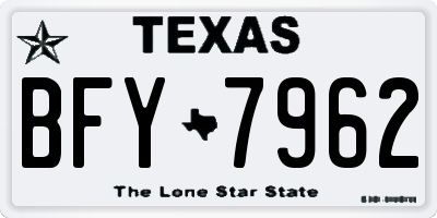 TX license plate BFY7962