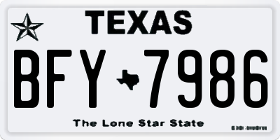 TX license plate BFY7986