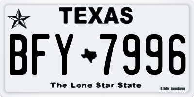 TX license plate BFY7996
