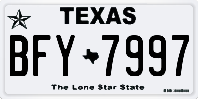 TX license plate BFY7997