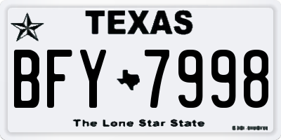 TX license plate BFY7998