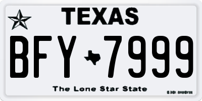 TX license plate BFY7999