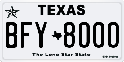 TX license plate BFY8000