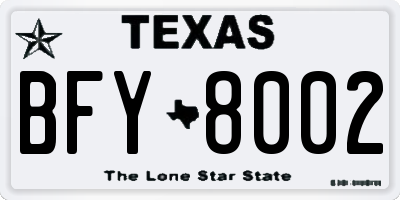 TX license plate BFY8002